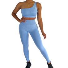 Load image into Gallery viewer, Blue One Shoulder Two Piece Set