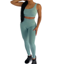 Load image into Gallery viewer, Green One Shoulder Two Piece Set