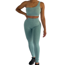 Load image into Gallery viewer, Green One Shoulder Two Piece Set