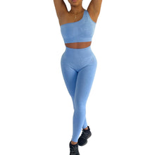 Load image into Gallery viewer, Blue One Shoulder Two Piece Set