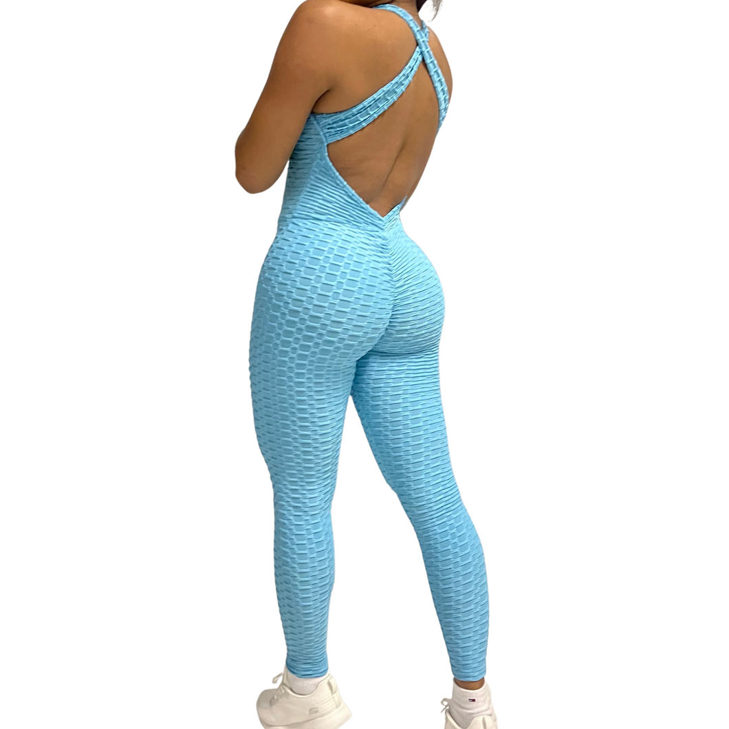 Blue Scrunch Butt Jumpsuit