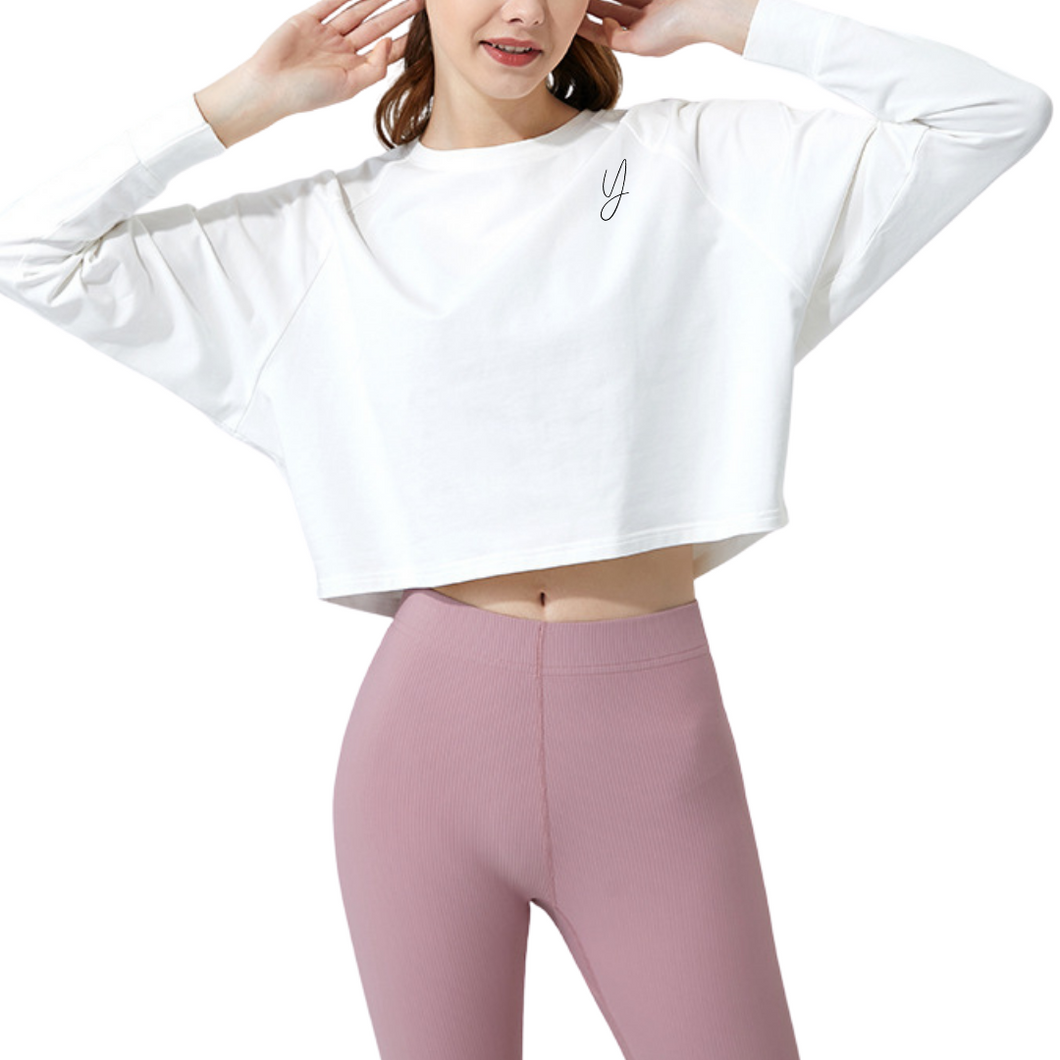 White Long-Sleeve Crop