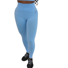 Load image into Gallery viewer, Sky Blue Seamless Leggings
